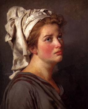 雅尅-路易 大衛 Portrait of a Young Woman in a Turban